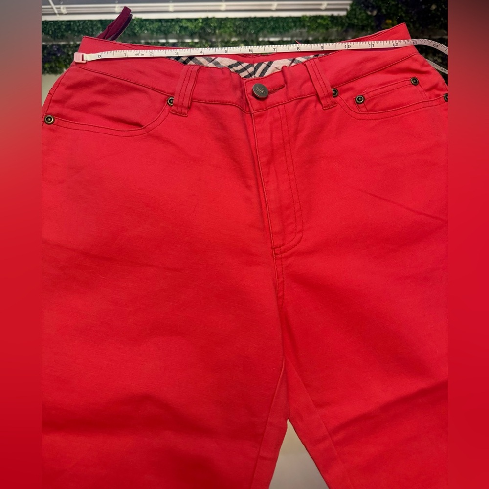 Burberry Red Pants with Signature Check Waistband - Picture 12 of 15